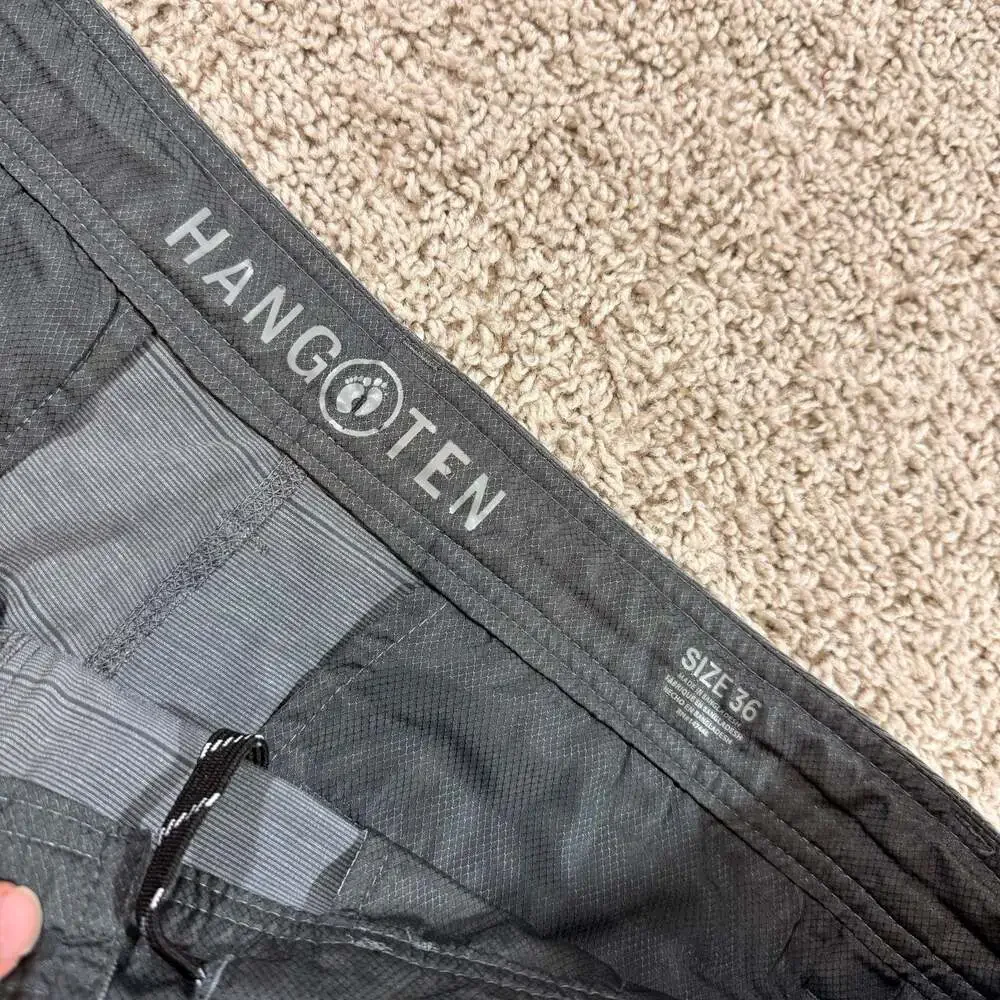 Hang Ten Hybrid Shorts Mens 36 Gray Striped Stretch Golf Casual Chino Flat Front